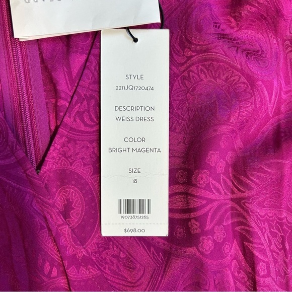 NWT Veronica Beard Weiss Magenta Faux Wrap Silk Blend Jacquard Midi Dress - Picture 11 of 16